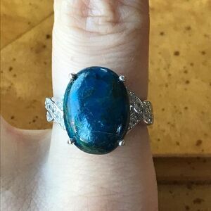 Natural Shadowkite Sterling Silver Ring Size 8